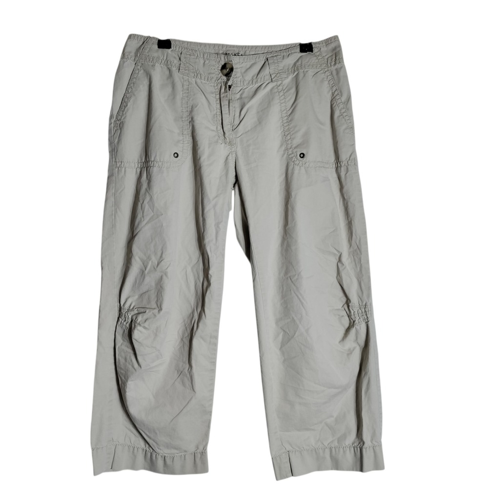 Make + Model Women Light Khaki Cotton Cropped Cargo Pants Size 4 Utility Relaxed